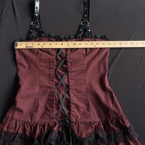 Shein Steampunk Dress Medium Lace Up Ruffle Whimsigoth Studded Straps Punk - Picture 12 of 13